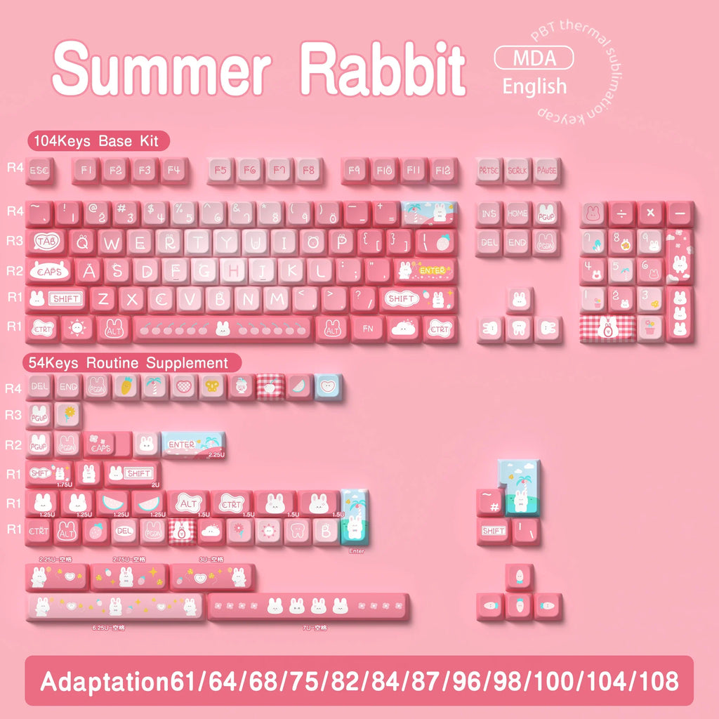 138/158 keys Original Theme Keycaps MDA Profile cute Anime PBT Keycap custom For Mechanical Keyboard with iso layout