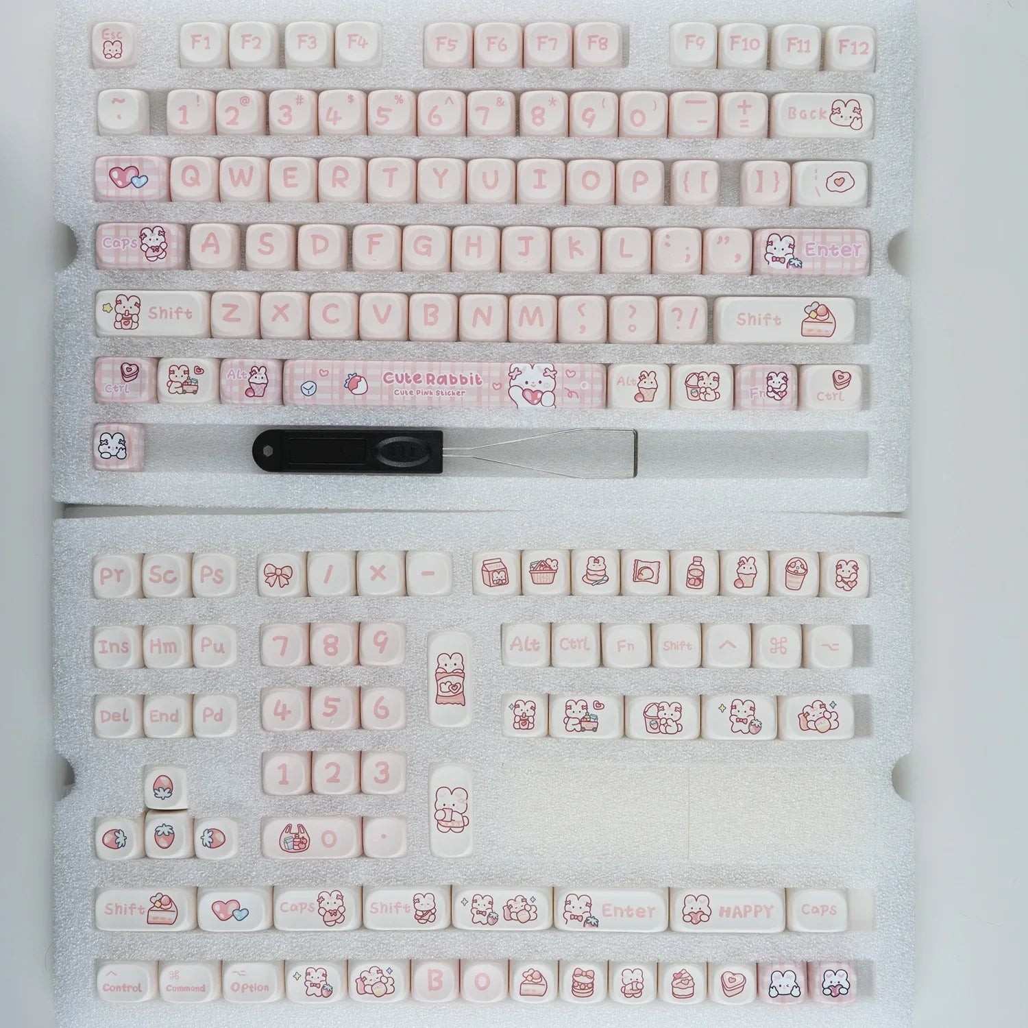 Mathew Tech Snack Bunny Keycap Pink Keycaps MOA Profile PBT Sublimation Mechanical Keyboard Keycaps Suitable for Girls To DIY