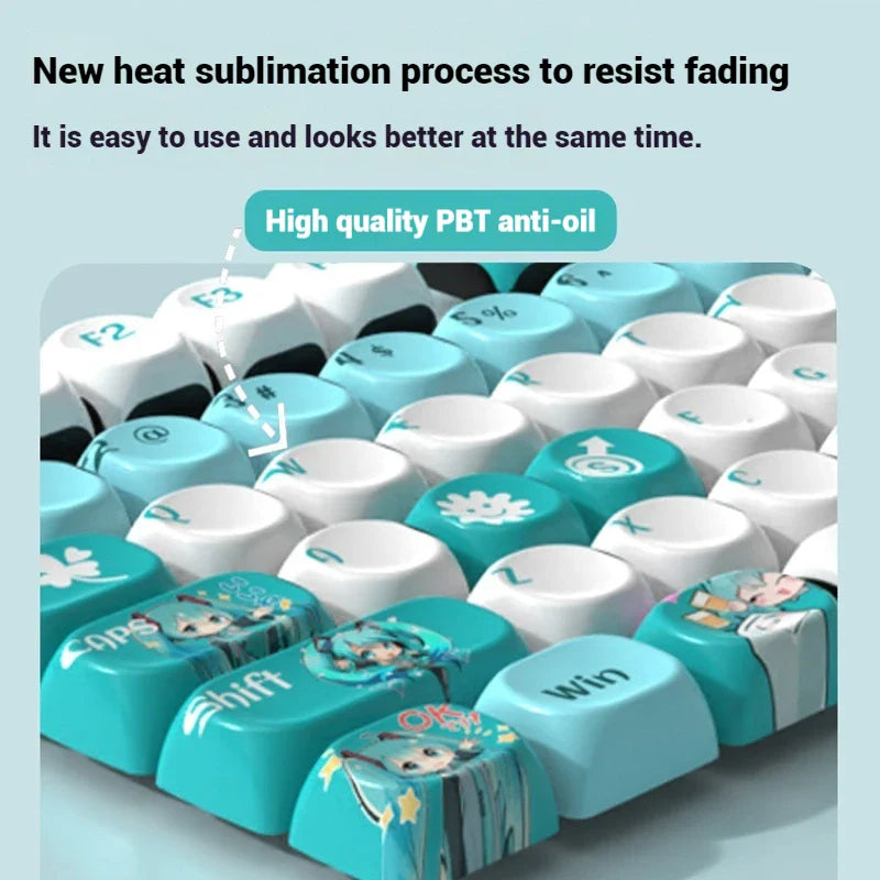 Miku Anime Theme Keycap 120keymoa Hight Pbt Heat Sublimation Personality Creative Customization Mechanical Keyboard Ke Ycap