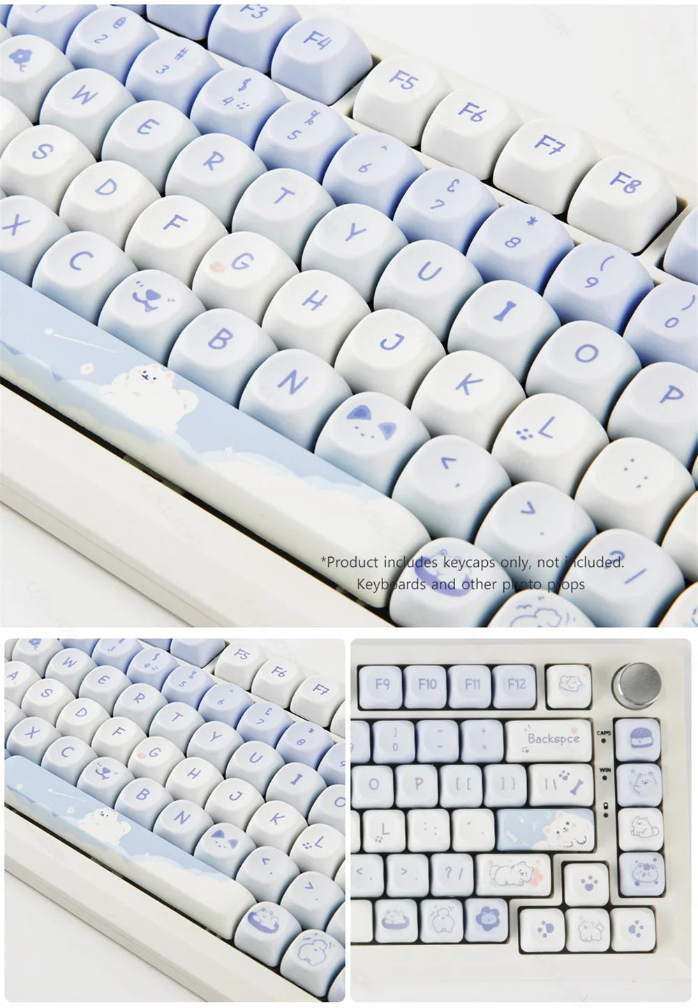 95/132 Keys Cute Cartoon Animals Theme Keycaps MAO Profile DIY PBT Dye Sublimation Key Caps for Mechanical Keyboard MX Switch