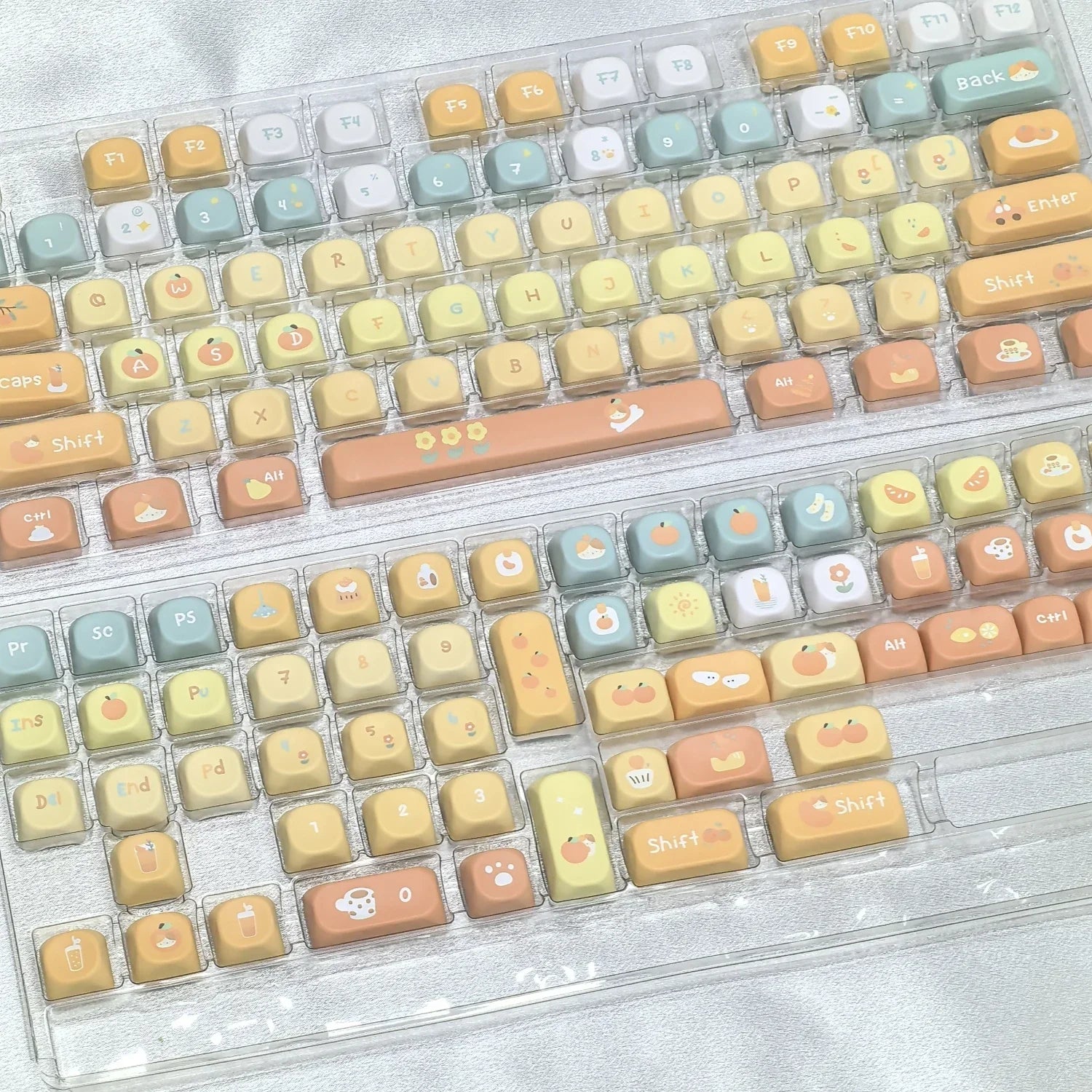 Orange Soda Keycap 131 Keys XOA Profile PBT Five-sided Heat Sublimation Customized Keycaps for Mechanical Keyboard Cute Key Caps
