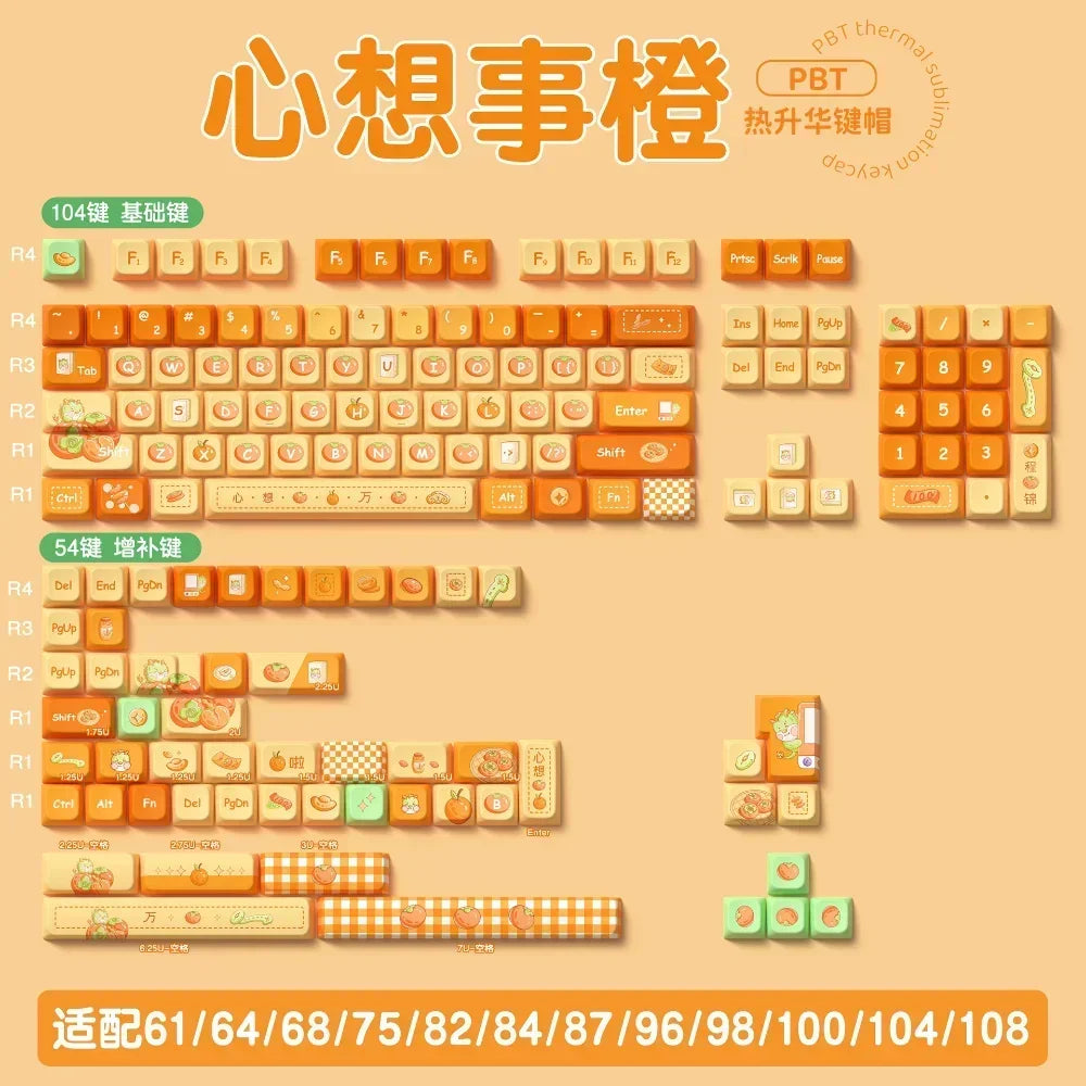 MDA Cartoon Personalized Keycap Set PBT Large Set Creative for MX Switch 60/84/90/104/108 Gaming Mechanical Keyboards