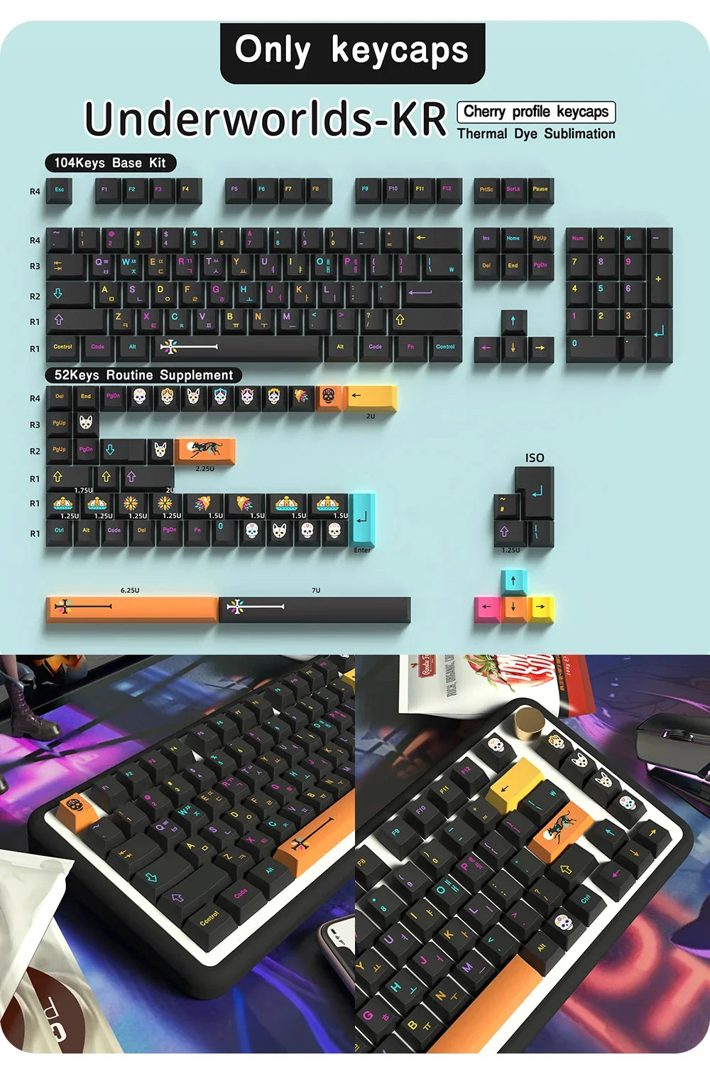 KYOMOT GMK Mictlán Theme Keycap PBT Underworld Keyboard Cap Cherry Profile Key Cap for MX Switch Mechanical Keyboard Accessory