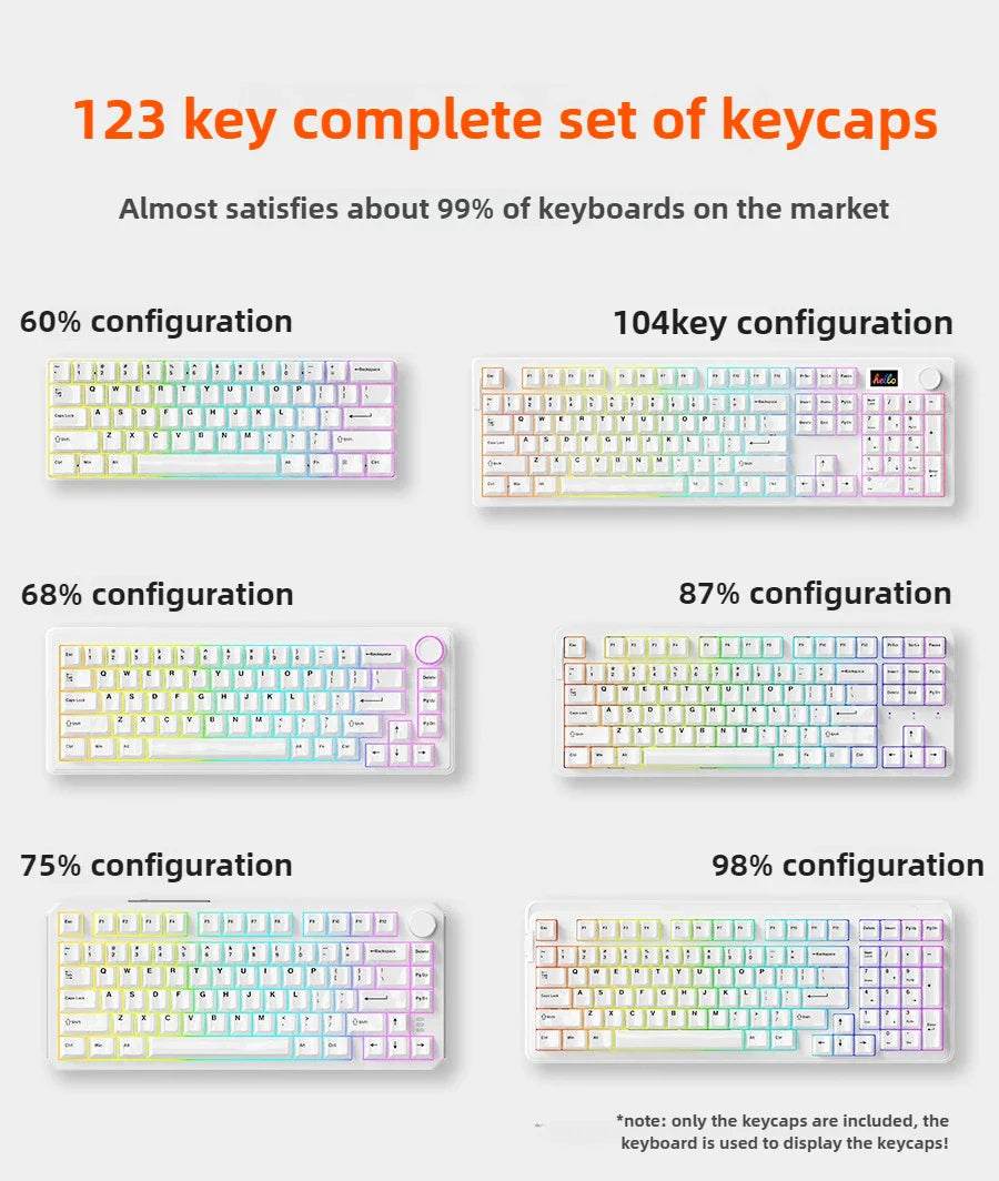 Ceramic Keycaps Set 123/101-key Smooth Surface Tough and Resistant To Falling HIFI Cross Axis Mechanical Keyboard WASD Keycap
