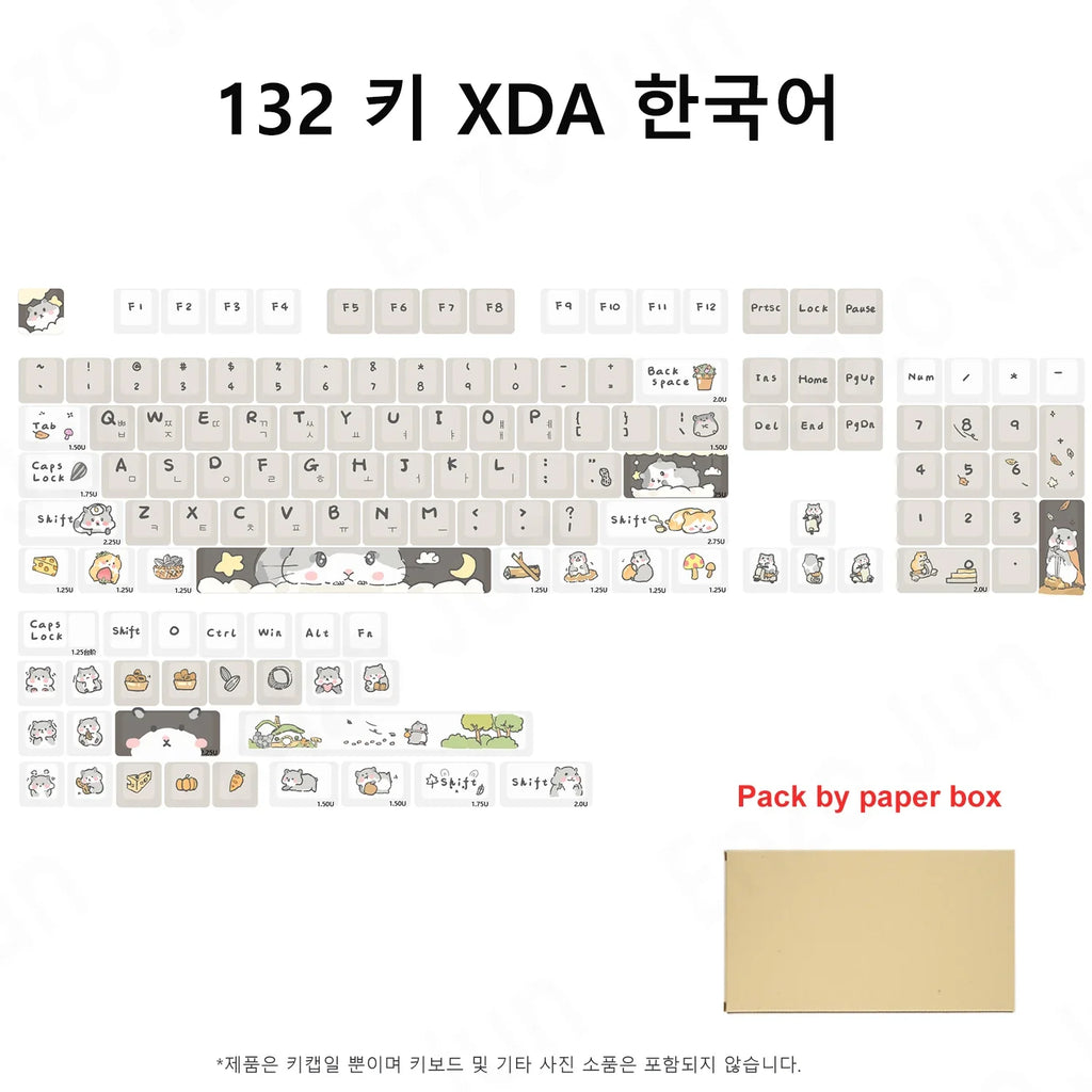 Orange squirrel Gray Rat Theme Keycap XDA Profile Key cap English Korean for 61/64/68/84/87/96/98/104 Mechanical Keyboard Keycap