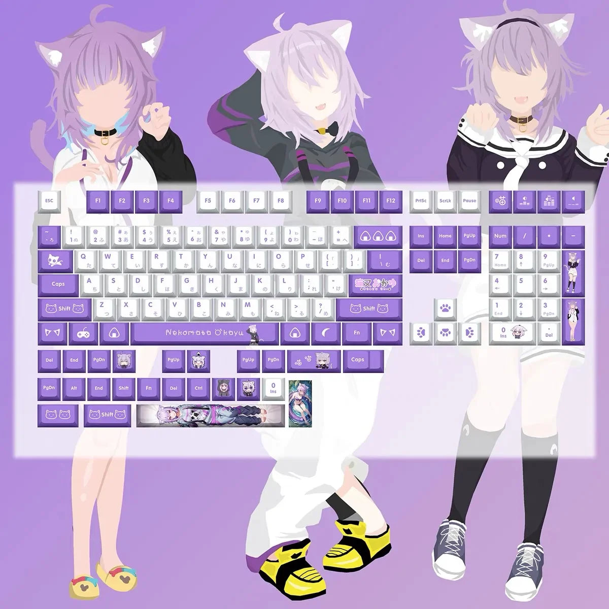 Hololive Vtuber Keycaps Tokoyami Towa Keycap PBT DYE Sublimation Cherry MX Cross Axis Switch Keycap for Mechanical Keyboard