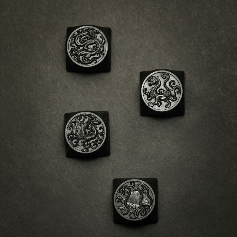 ECHOME Dark Jade Keycap The Four Symbol Theme Hand-carved Translucent Keyboard Cap Custom Artisan KeyCap for Mechanical Keyboard