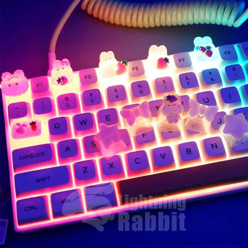 Long Eared Rabbit Personalized Keycap Mechanical Keyboard Special Transparent Cute Gift TabESC Supplementary Decoration Keycap