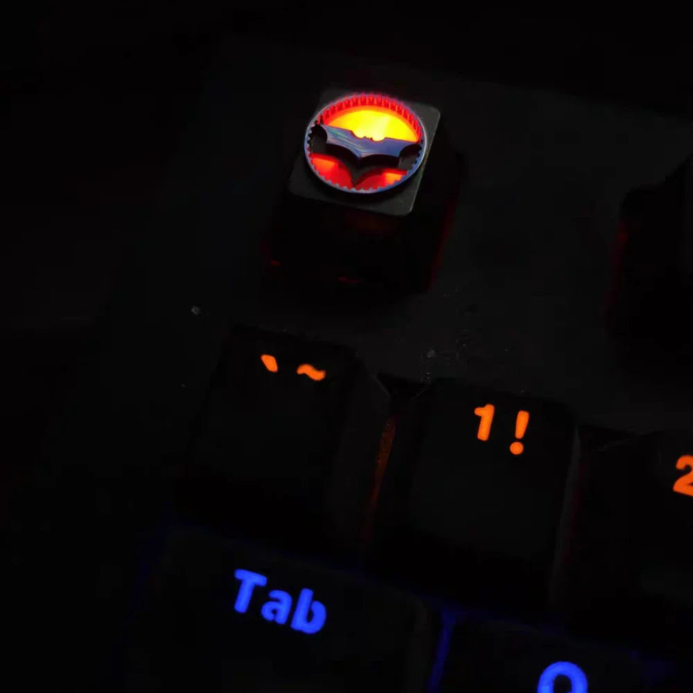 ECHOME Bat Symbol Keycap Translucent Metal Keyboard Cap Original Custom Aluminum KeyCap for Mechanical Keyboard Accessories Gift