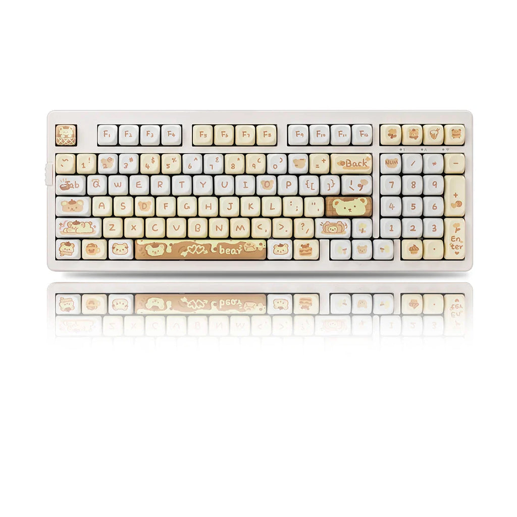Cat Afternoon Tea Theme Purple Keycap 132 Keys MOA Height PBT Five-sided Sublimation Cute Keycaps for Mechanical Keyboard