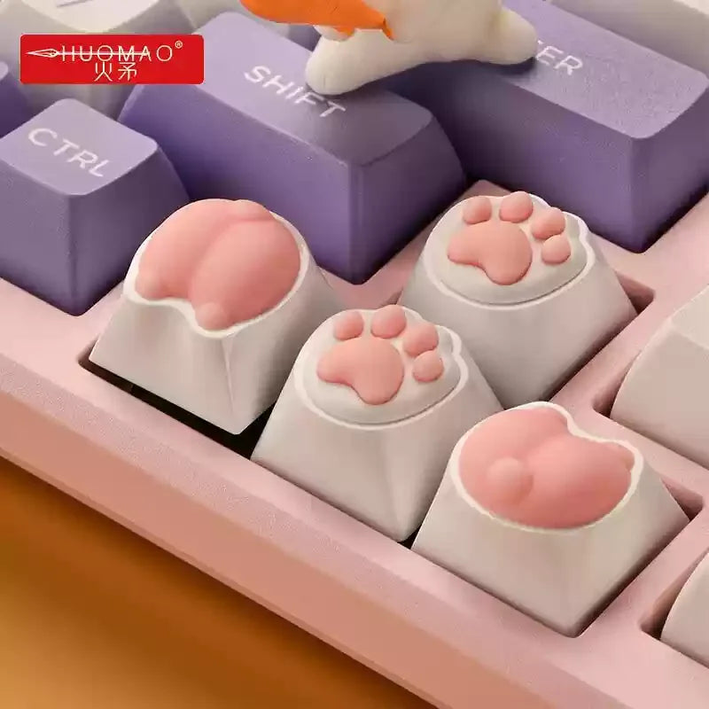 Cat Claw Keycaps Cute Simulation Feel Silicone Meat Pads Butt Corgi Fart Oem Height Girls Creative Single Mechanical Keyboard