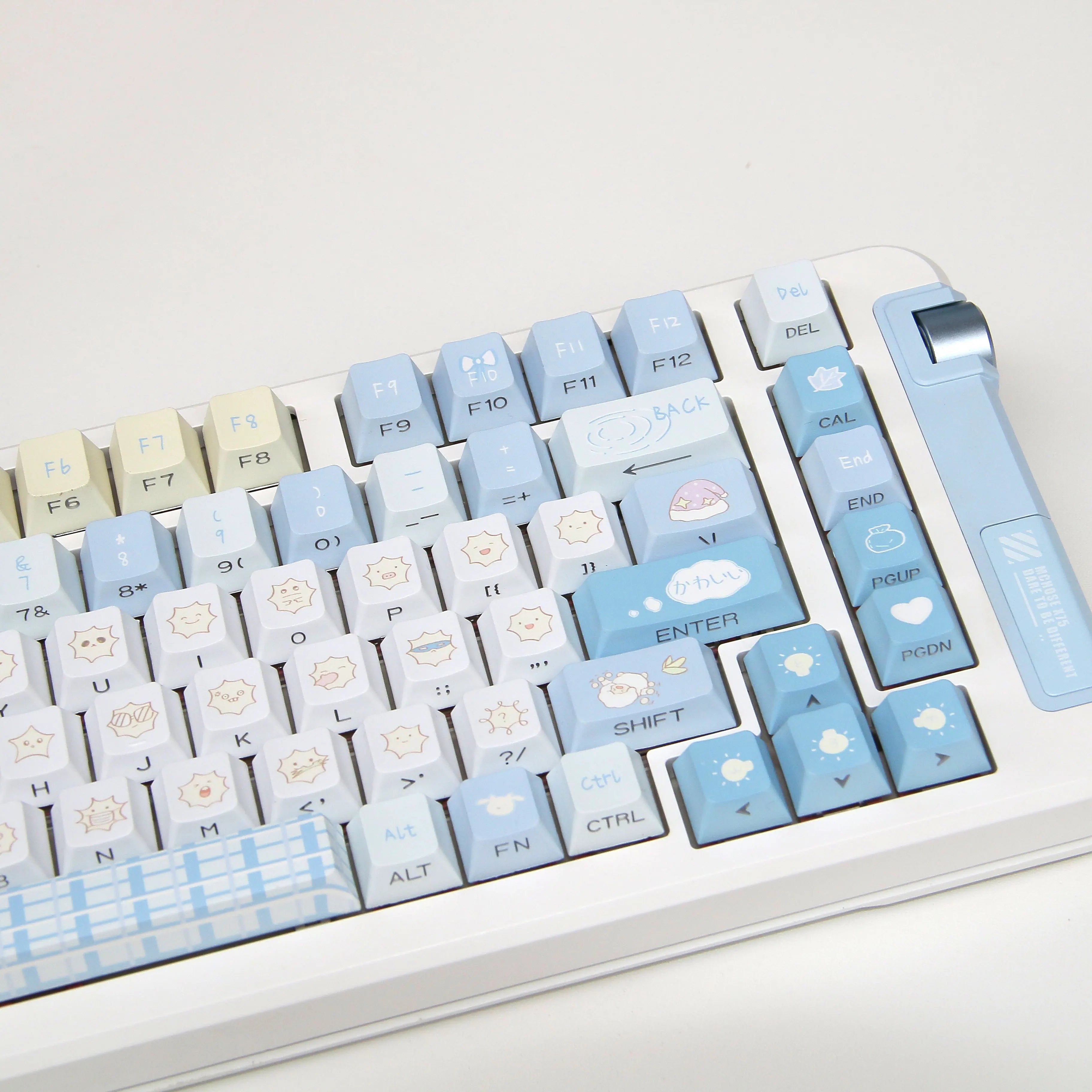 Milk Salt Little Sheep Keycap Cherry Side Engraved Translucent PBT Keycaps for Mechanical Keyboard Blue and White Cute Key Caps