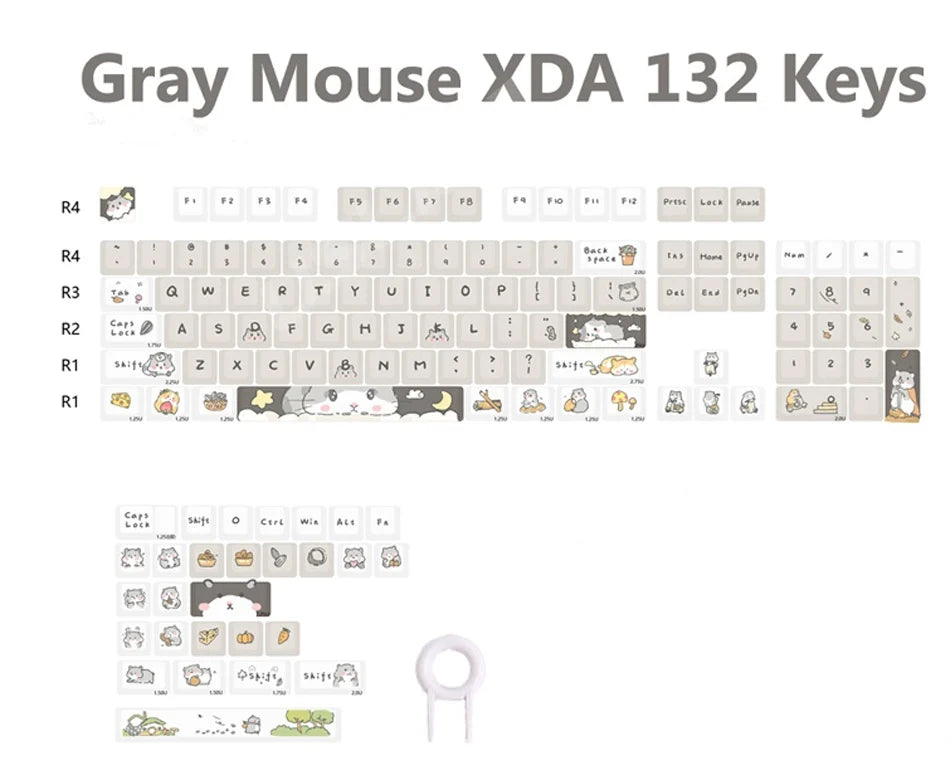 Orange squirrel Gray Rat Theme Keycap XDA Profile Key cap English Korean for 61/64/68/84/87/96/98/104 Mechanical Keyboard Keycap