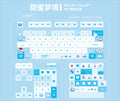 Sweet Dream Keycaps New Moa Pbt Sublimation Cute Blue Cute Round Alice Layout Keycaps L-Shaped Enter Key 2.25/2.75/7U Space Bar