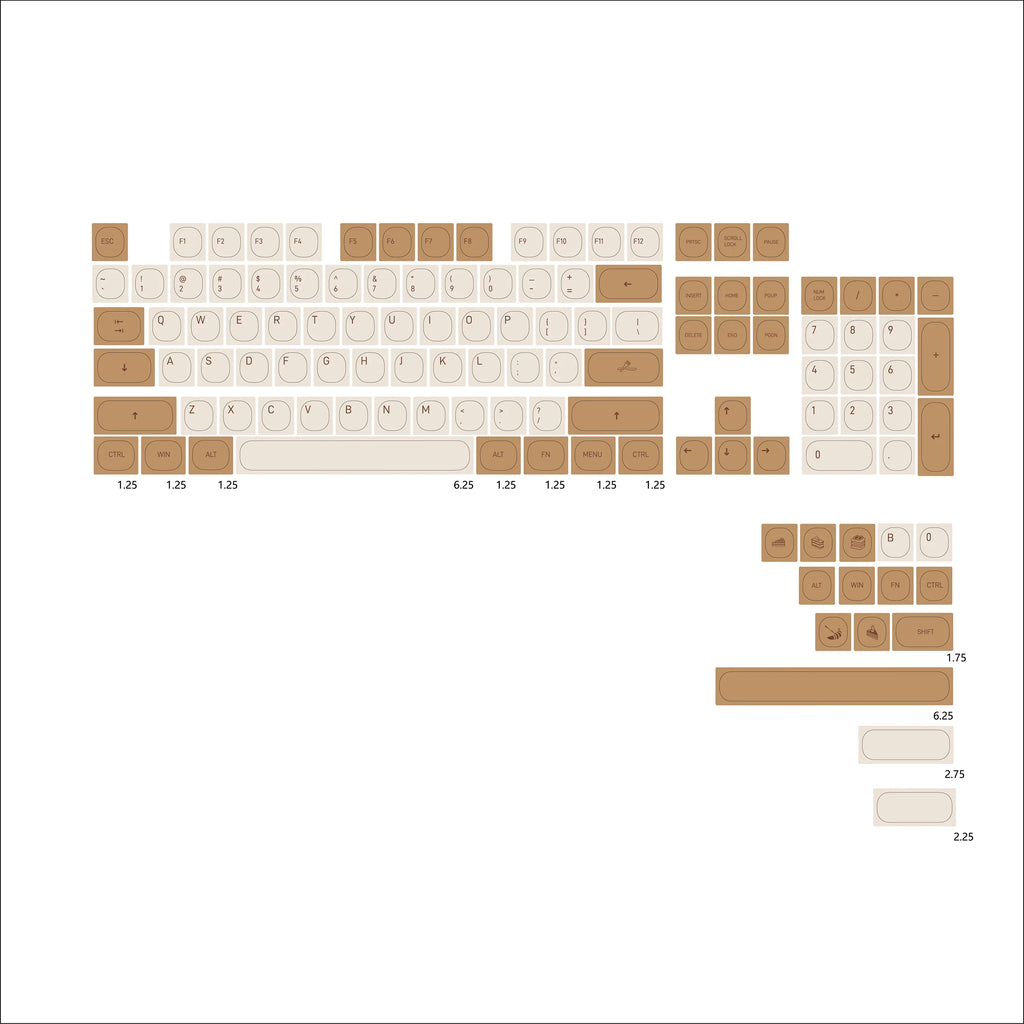 JCM MA Profile PBT Tiramisu Keycaps Alice Layout Dye-Sub Key Caps For Mechanical Gaming Keyboard ABM066 MX Switches Wooting