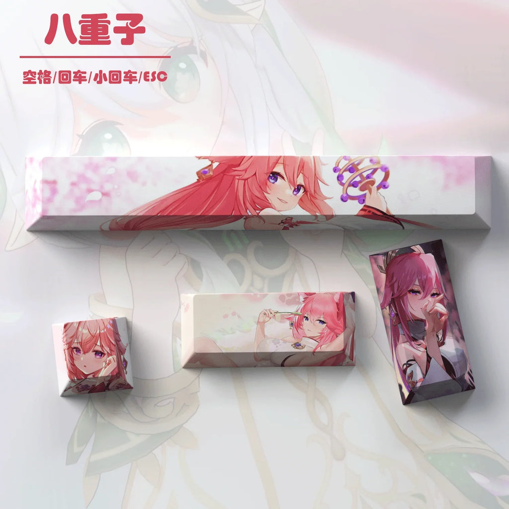 New Genshin Impact Keycaps DIY Anime Keyboard Cap Cherry Profile Pbt R4 Customl Mechanical Keyboard Decorative Accessories Gifts