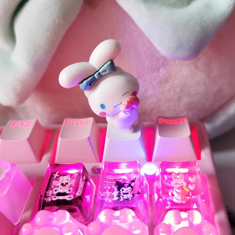 Sanrio Kawaii Cinnamorol Keycaps Mechanical Keyboard Caps Hello Kitty Pochacco Mx Axis Personalized Cartoon Esc Diy Key Cap Game