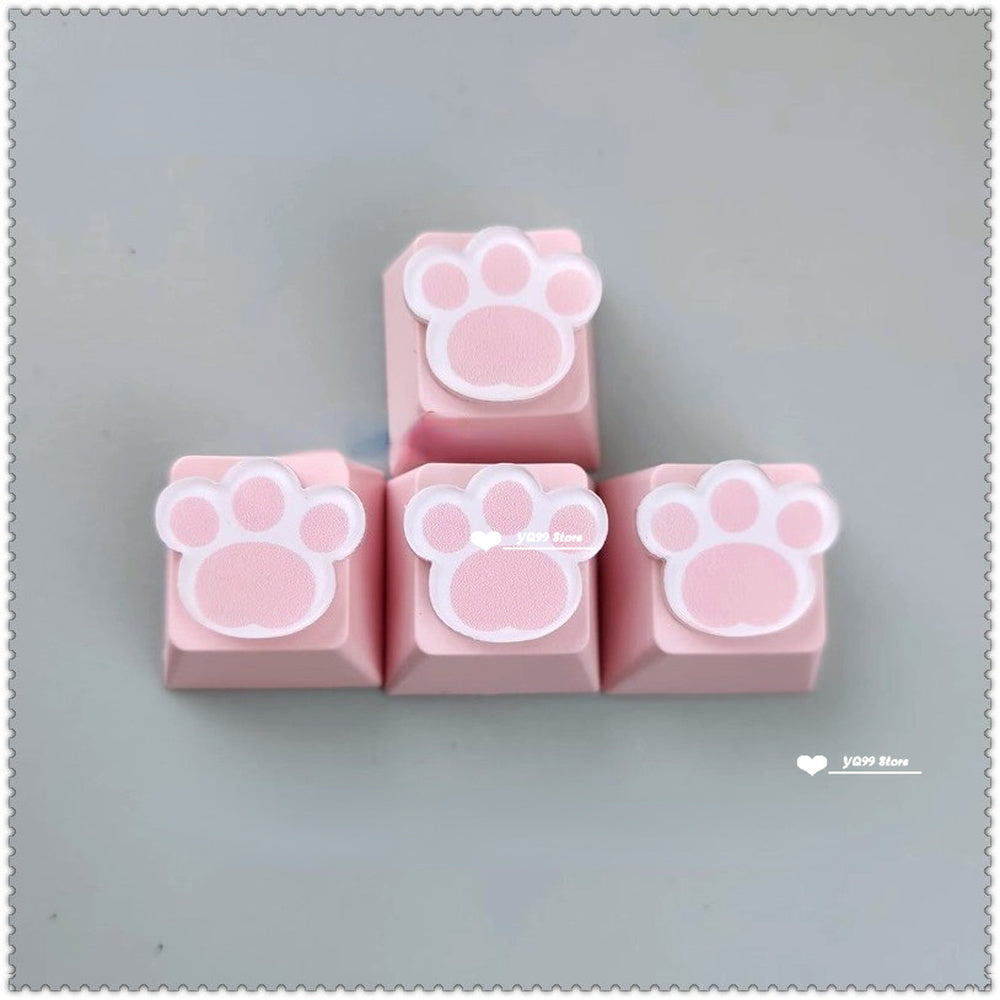 4pcs/set Lovely Cat Claw Key Cap Personality Cat Paw Keycaps for Mechanical Keyboard R4 Arrow Keys Pink Cute DIY Keycaps