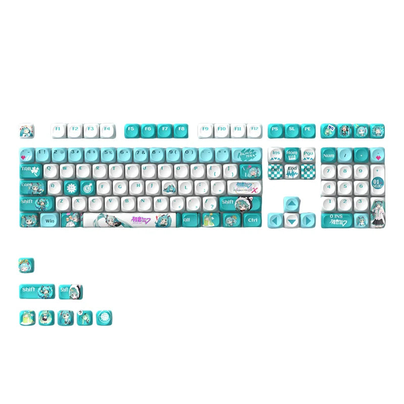 Miku Anime Theme Keycap 120keymoa Hight Pbt Heat Sublimation Personality Creative Customization Mechanical Keyboard Ke Ycap