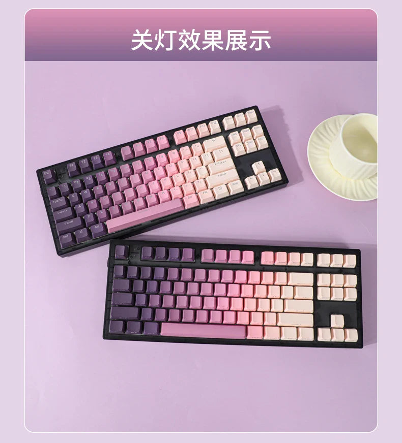 Gradient Eye Shadow PLUS Keycaps Side Top Character Translucent Backlit Key cap PBT OEM profile For MX Switch Keyboard