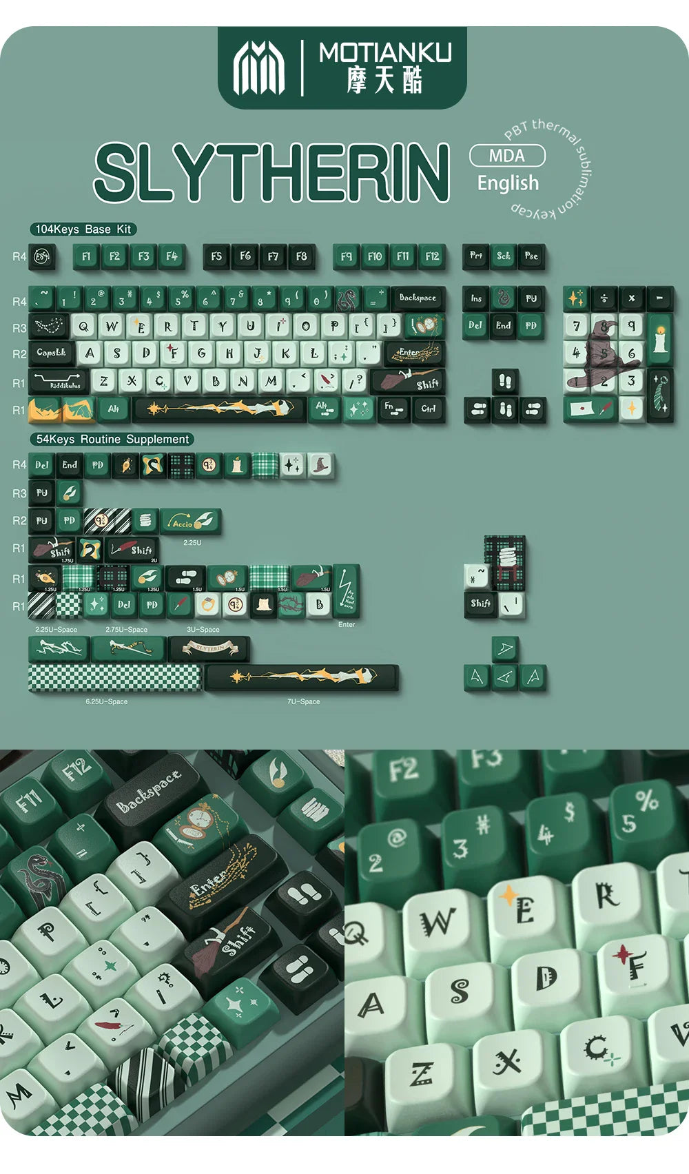 Original Theme Keycaps MDA Profile cute Anime PBT Keycap custom For Mechanical Keyboard with iso layout and 7U space bar