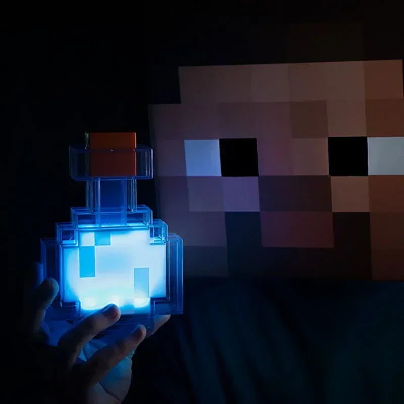 NEW Pixel Game Prop Models Torch and Color-changing Bottle Night Light Plastic Mineral Lamp Ornaments Holiday Party Gifts