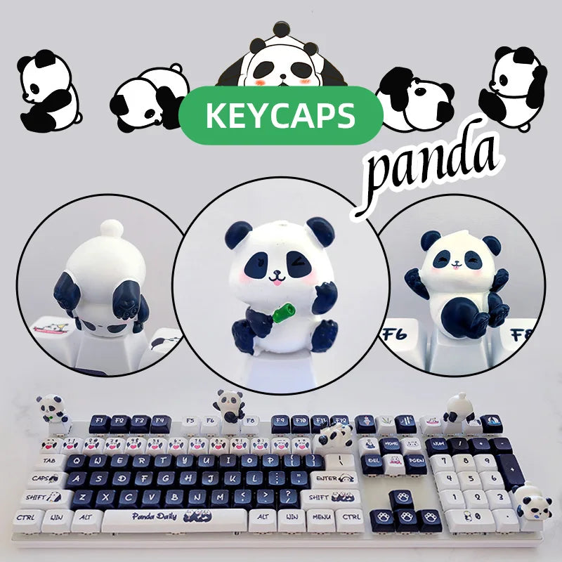 Cartoon anime panda keycaps cute gifts cherry shaft decoration PBT mechanical keyboard exclusive