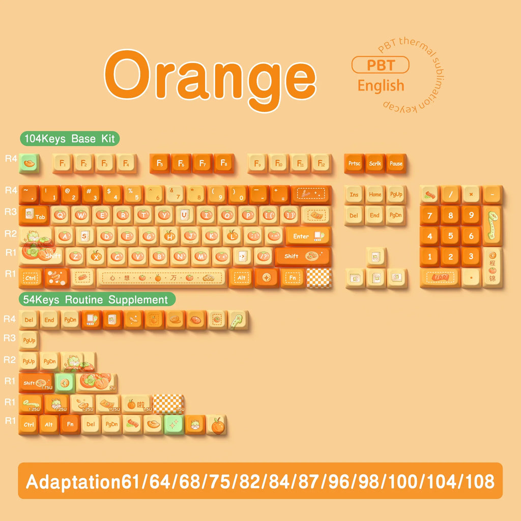 Original Theme Keycaps MDA Profile cute Anime PBT Keycap custom For Mechanical Keyboard with iso layout and 7U space bar
