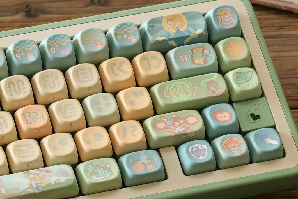 Dragon Tears Keycaps MOA/SOA Keycap Customized Cute Keycaps PBT Original Artist Green Keycap for Alice/ANSI Mechanical Keyboard