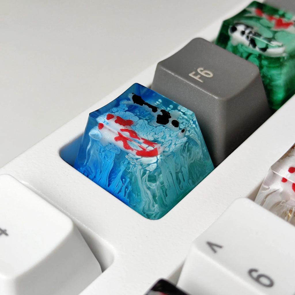 Handmade Keycaps Custom Scenery Koi 1U Resin Keycaps For Cherry Mx Switch Gamer Mechanical Backlit Keyboard Replace RGB Keycaps