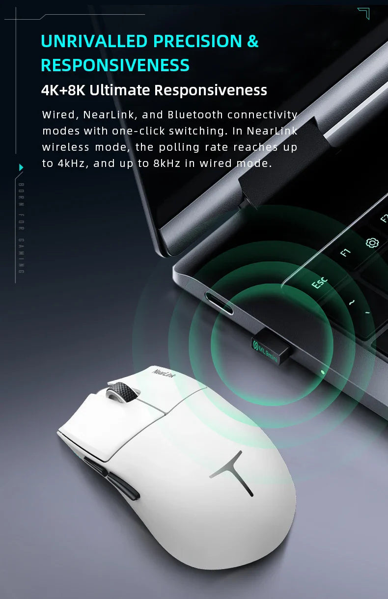 Thunderobot ML903 Mini NearLink Gaming Mouse Tri-Mode Bluetooth Wireless Mouse 30000 DPI Charging Base For Pc Gamer Kit Laptop