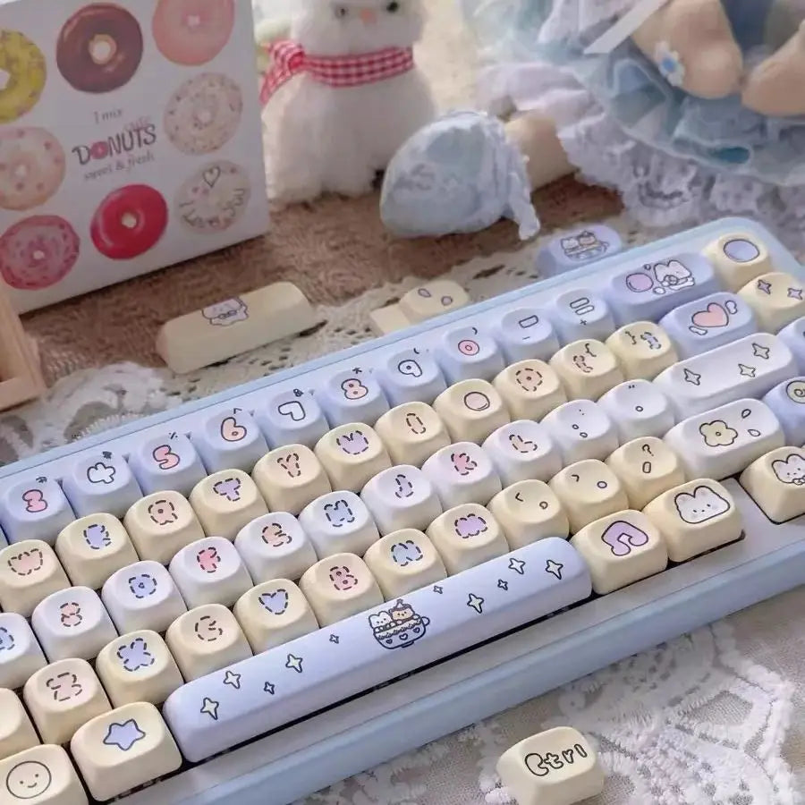 Cute Keycap MOA Profile Key Cap Theme Park Keycap Gift PBT Keycaps 130 Keys Dye Sublimation Mechanical Keyboard Keycap MX Switch