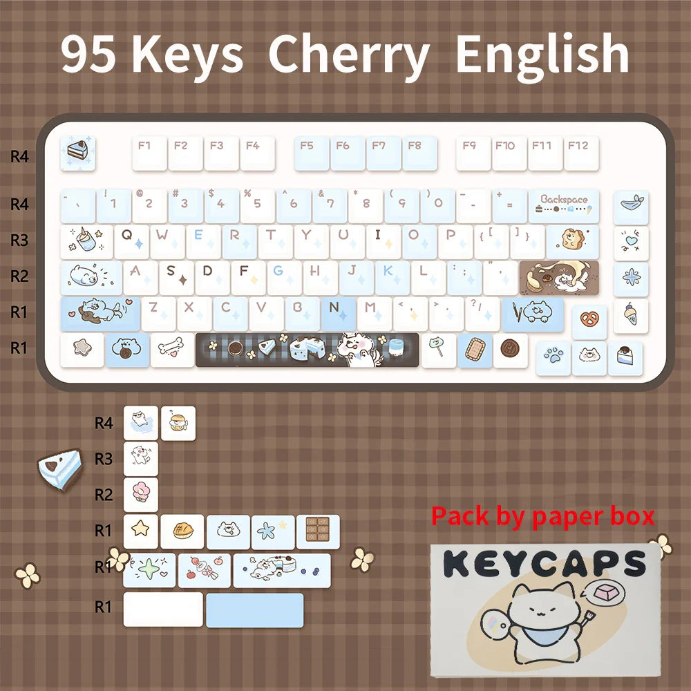 95 Keys Cherry Profile PBT Keycaps Love Letter Theme Key Caps for Gaming Mechanical Keyboard 61/64/68/75/84Keys GMK67 AULA F75