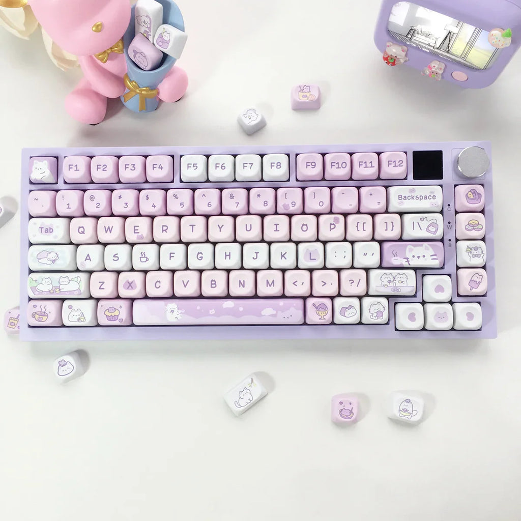 95 Keys/Set Key Caps Cartoon Puppy Cat Kitty MOA Profile PBT for DIY Custom Mechanical Gaming Keyboard Keycap Dye Sublimation