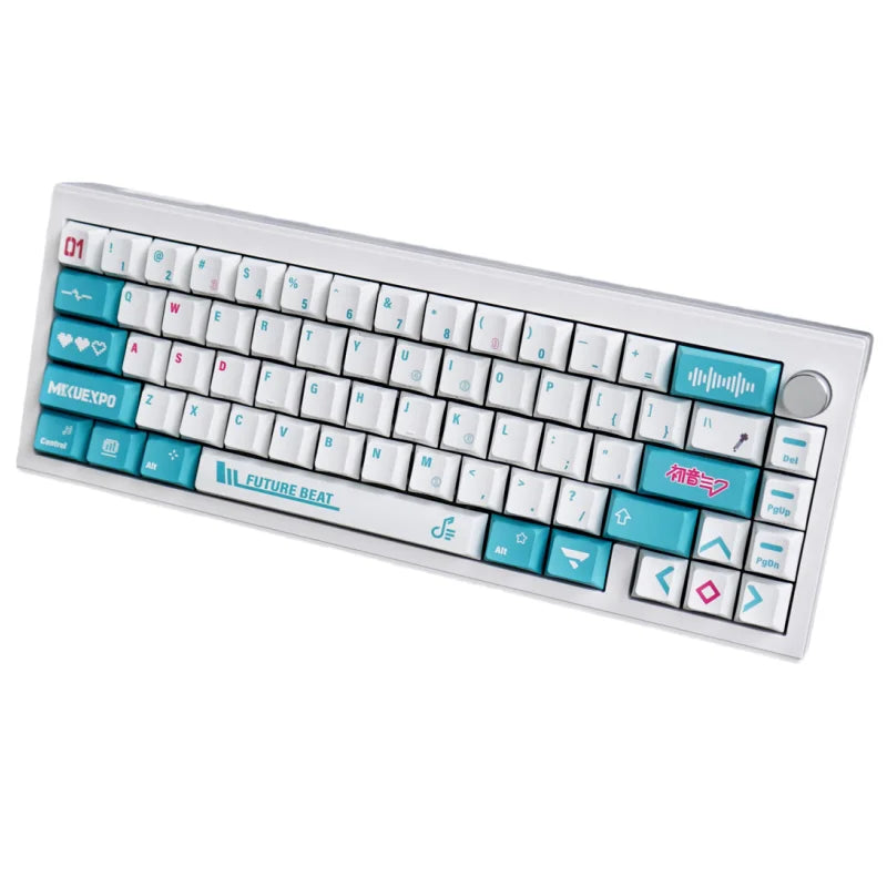 2024 New Miku Side Transparent 130 Key Mechanical Keyboard Keycap Pbt Thermal Sublimation Blue Original Factory Height 61/87