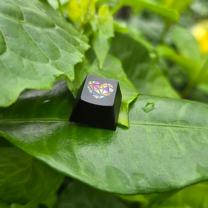 Glass Heart Keycap Custom Point Aluminum Alloy Color Glass Artisan Key Cap Cherry Profile MX Switch Mechanical Keyboard Keycap