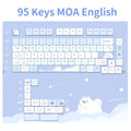 USLION 95Keys MOA Profile Keycaps Cute Samoye Dogs Theme PBT Key Caps Suit for 61/64/68/84/75/87 Keys Gaming Mechanical Keyboard
