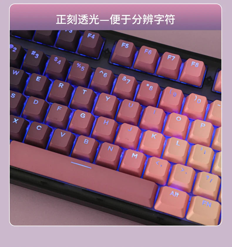 Gradient Eye Shadow PLUS Keycaps Side Top Character Translucent Backlit Key cap PBT OEM profile For MX Switch Keyboard