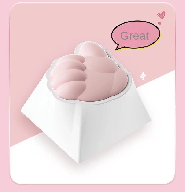 Mongseek Super Cute Cat Claw KeyCap Girl Powder Mechanical Keyboard Key Cap Soft Silicone Cross Shaft Universal Birthday Gifts
