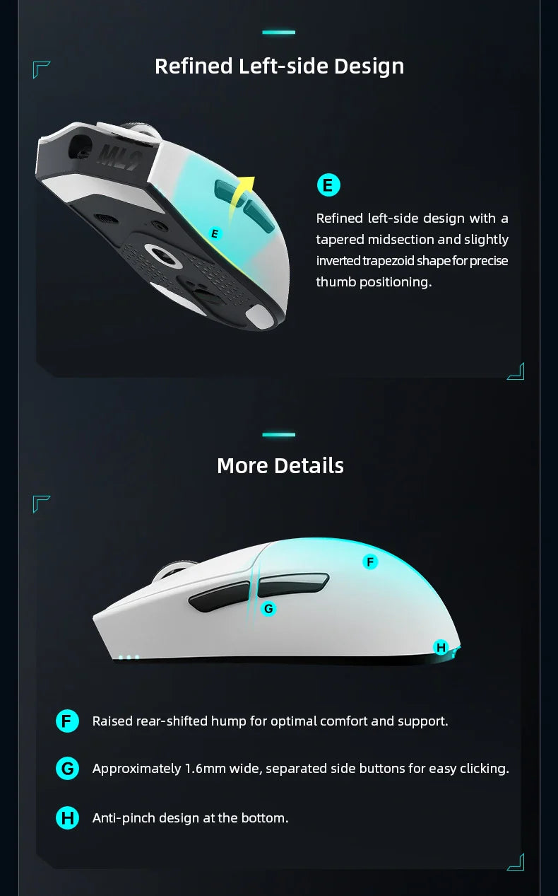 Thunderobot ML903 Mini NearLink Gaming Mouse Tri-Mode Bluetooth Wireless Mouse 30000 DPI Charging Base For Pc Gamer Kit Laptop
