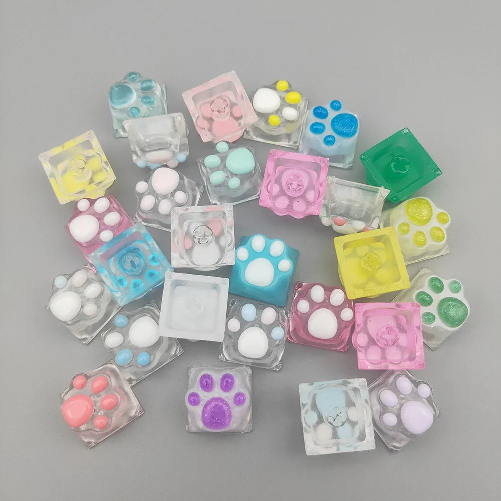 Games Backlit Keycap Cat Paw Cute DIY Key Cap for Mechanical Keyboards Personalized Transparent Crystal Keycap Cherry MX Axis