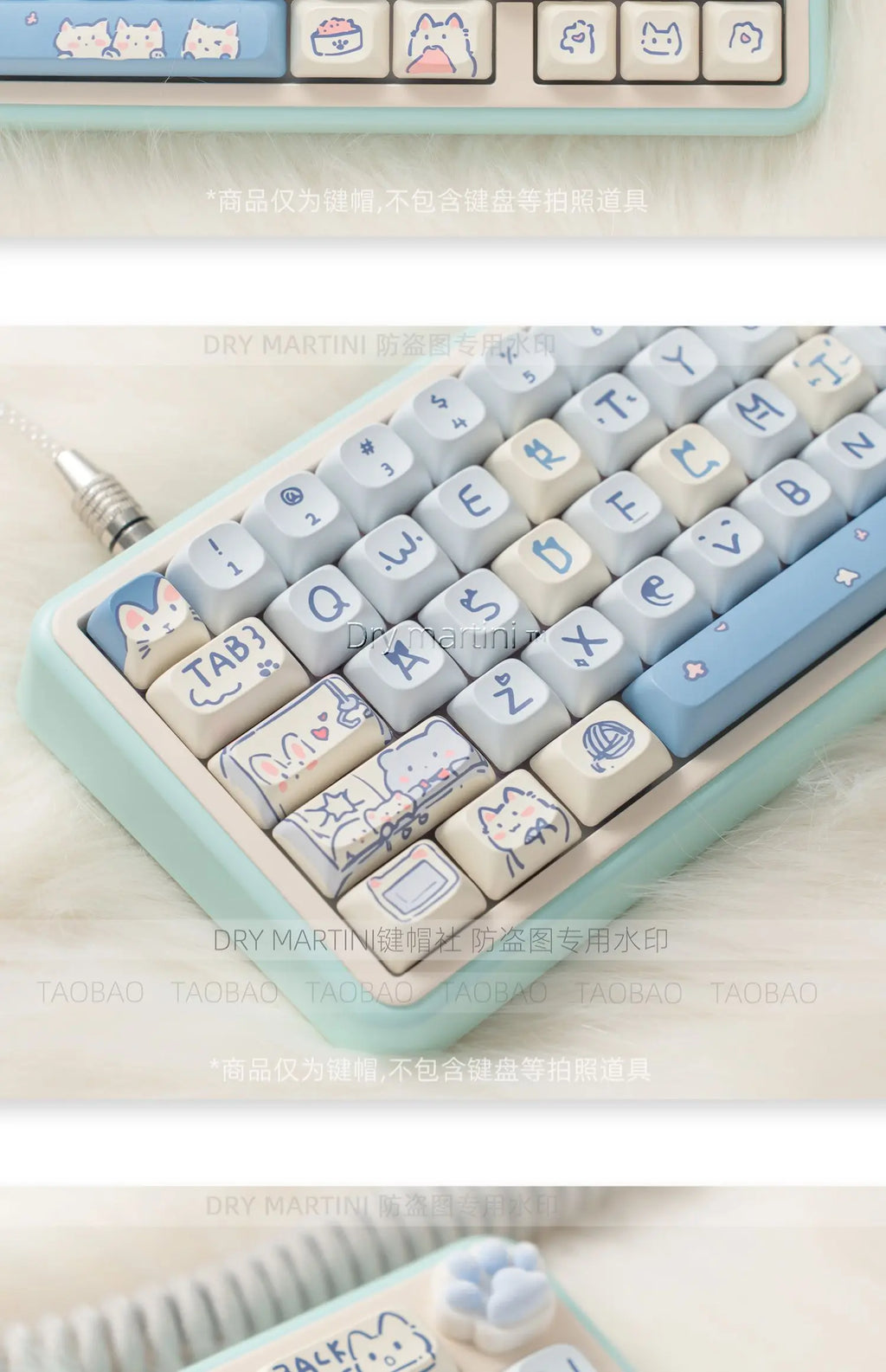 Blue Cat MOC Keycaps PBT 145 Keys Cute Girls for Cherry Gateron MX Switches Mechanical Keyboards