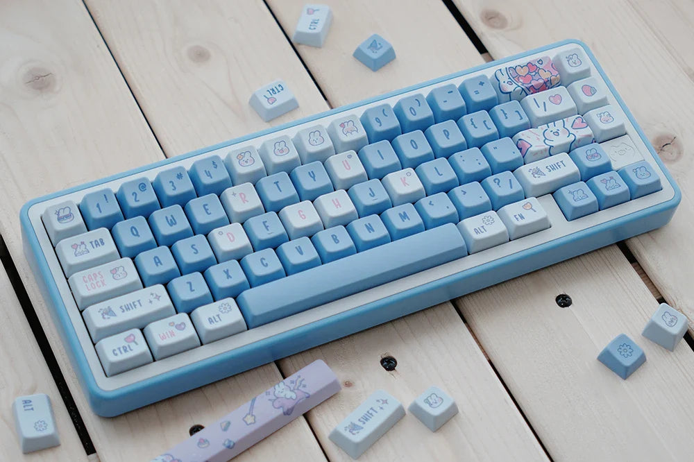 KPREPUBLIC Cute Bunny Keycap Dye Subbed Rabbit Keycap thick PBT MDA for Mechanical Keyboard 87 tkl 104 ansi xd64 bm60 BM87 BM65