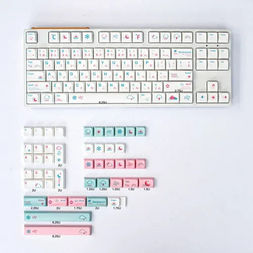 GMK 132 Keys Japanese PBT Keycap XDA Profile Cute Pink Keycaps for DIY Cherry Mechanical Keyboard Custom 61/84/64/68/98/108 Set