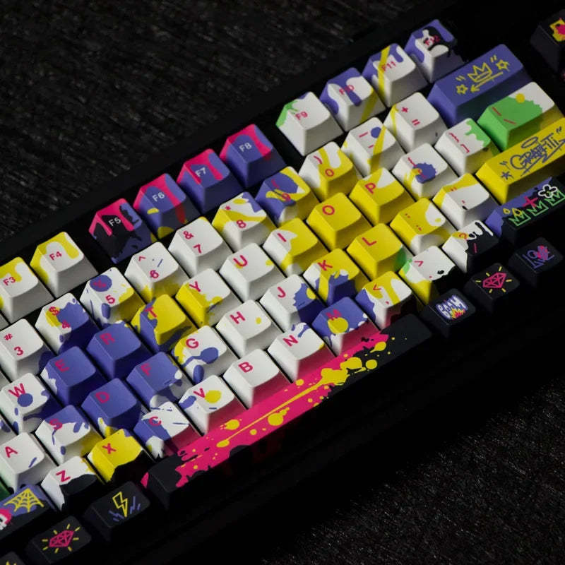 Graffiti Keycap Set Cherry Profile PBT Dye-sublimation Keycaps for Mechanical Keyboard Mx Swich 61/64/68/84/87/104/108 키캡