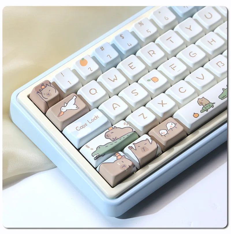 Mda High Capybara Mechanical Keyboard Keycap Custom Thermal Sublimation Pbt Cute Milk Blue Home Goodies Birthday Gift Boy Girl