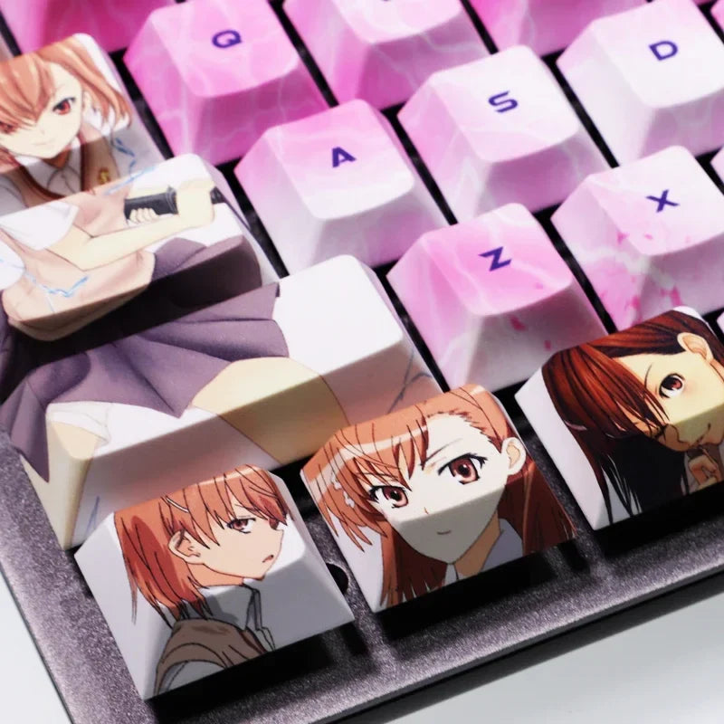 A Certain Scientific Railgun Keycaps PBT 108 Keys Mechanical Keyboard Keycaps Personality Misaka Mikoto Cartoon Anime Keycaps