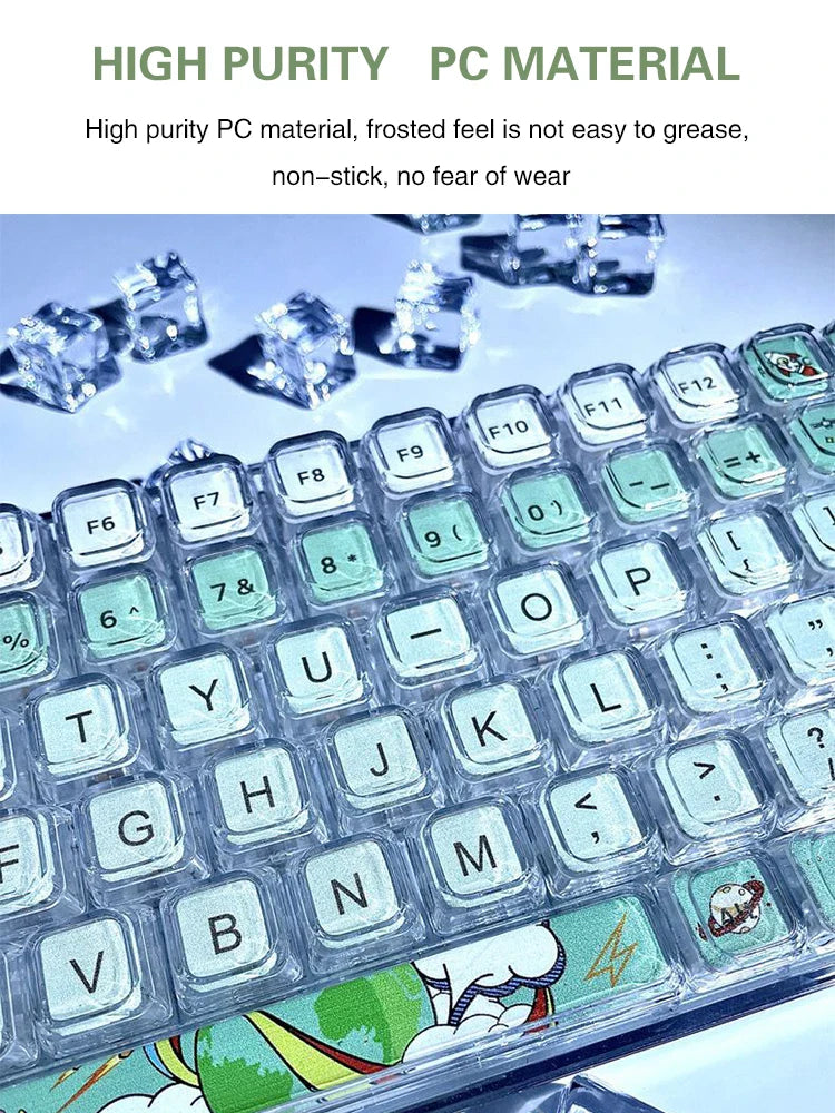 84 Key Astronaut Cartoon XDA Hight Keycap,Mechanical Keyboard Key Cap,Personality Cross Shaft Universal Transparent Key Cap