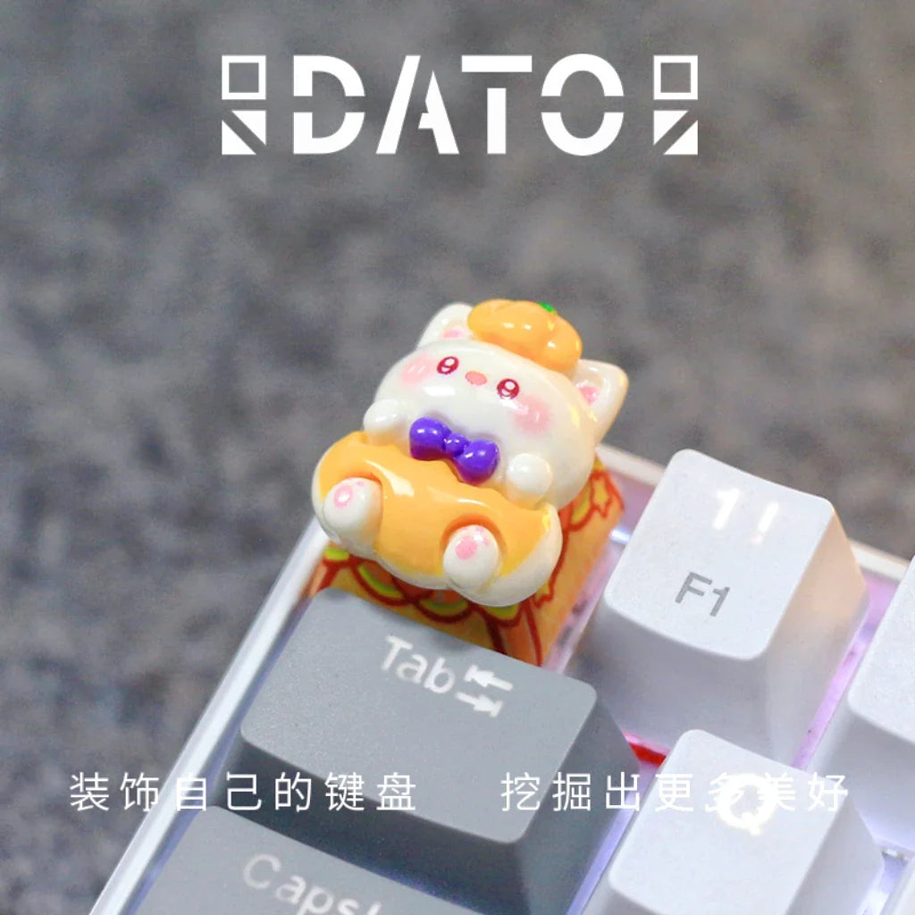 Halloween Personalized Keycaps Resin 3D Handmade Cat Pumpkin Keycap Kwaii Customized Mechanical Keyboard Christmas Decoration