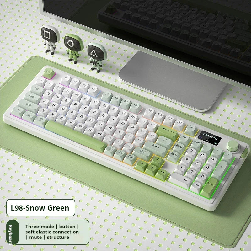 LANGTU L98 Membrane Keyboard Tri-mode Wireless Gasket Structure RGB Multifunctional Knob Customized Gaming Keyboard Pc Accessory